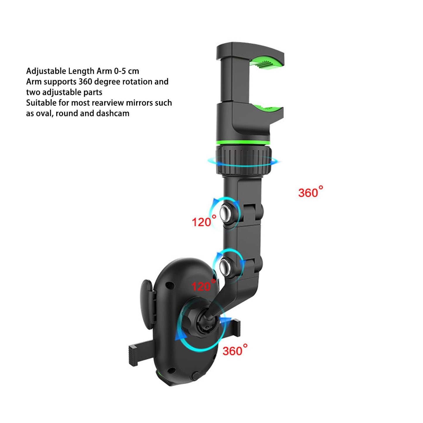 Gugxiom Soporte para Teléfono con Espejo Retrovisor, Soporte para Celular Automóvil con Rotación de 360 ° y Retráctil, Soporte para Teléfono con Espejo para Auto, Automovil