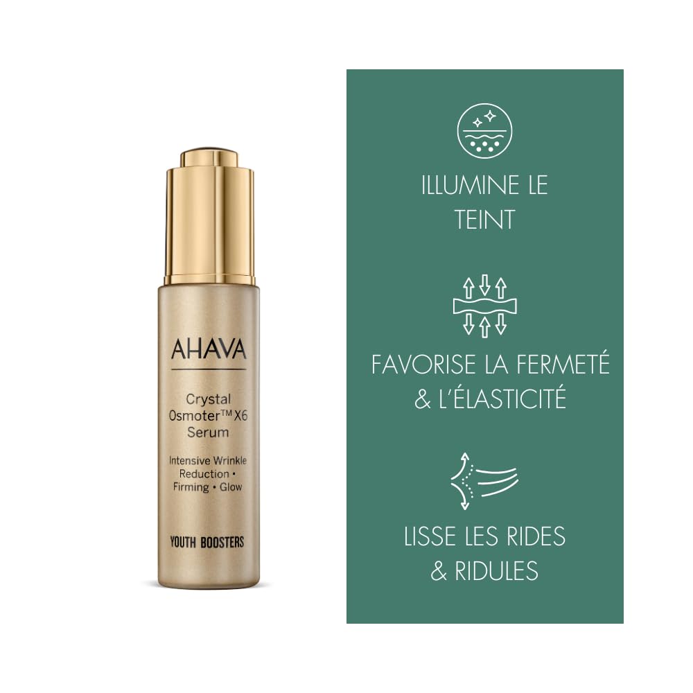 Sérum Facial AHAVA de Vidrio del Mar Muerto X6, Hidratante y Rejuvenecedor, 1 fl. oz. ¡Descubre el Secreto de la Belleza con Minerales Naturales!