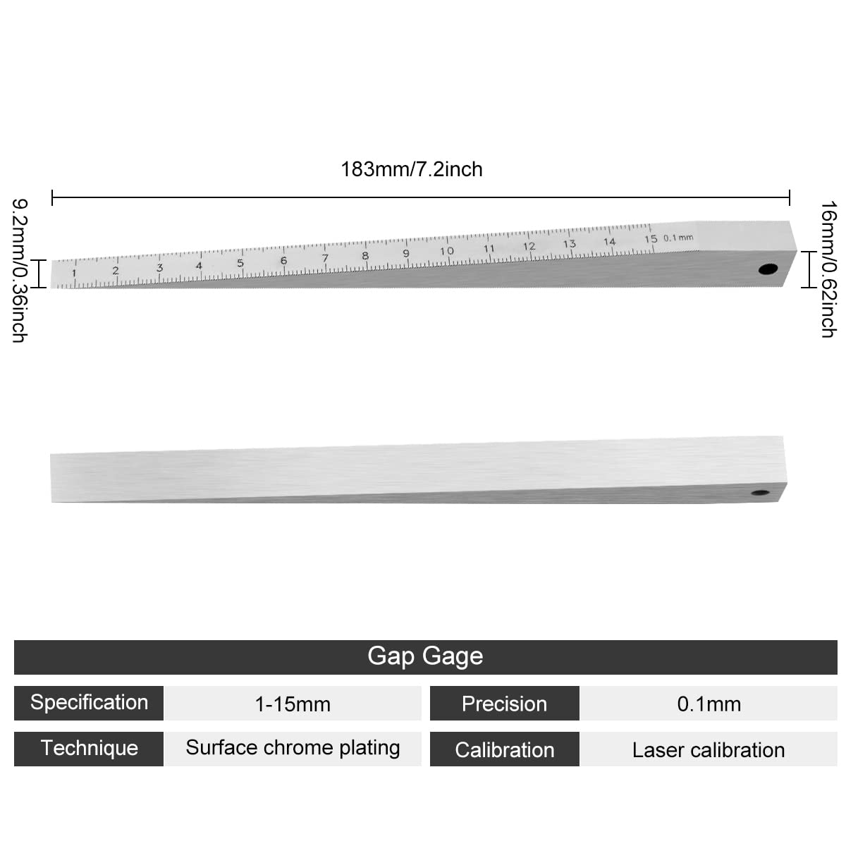 Calibrador de grosor cónico para soldar y calibrar la cuña, medidor de huecos, herramienta de medición de agujeros (1-15 mm)