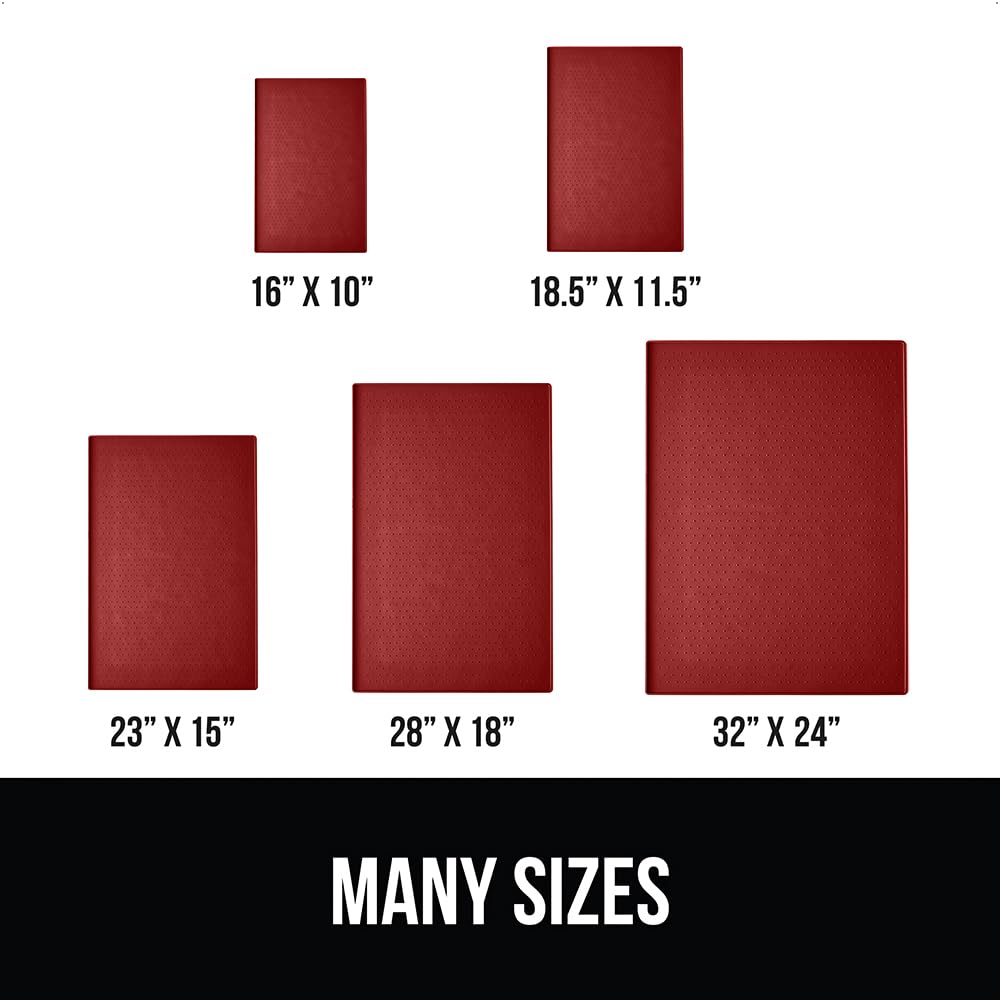 Gorilla Grip 100% Impermeable con Borde Elevado, Alfombrilla de alimentación de Silicona para Mascotas, sin BPA, Las Alfombrillas para Comida para Perros y Gatos contienen derrames, 18.5x11.5 Red