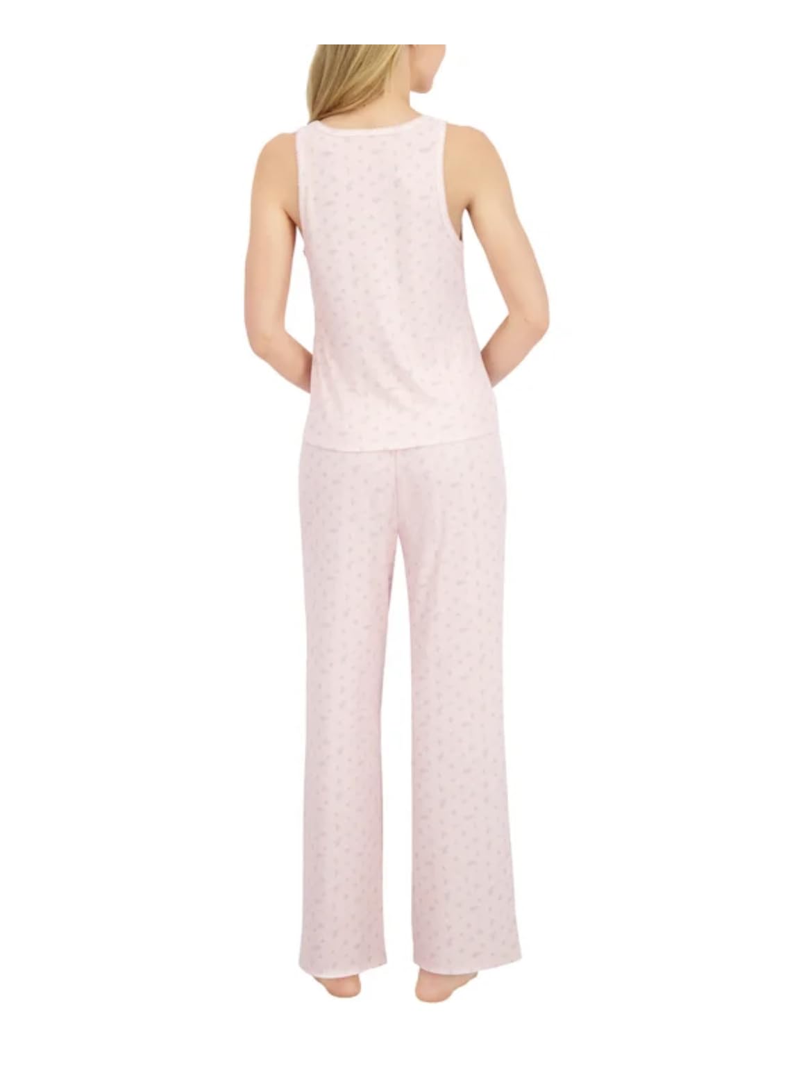 Live2Lounge Conjunto de pijama de tres piezas para mujer con ribete de punto picot, cárdigan, camiseta sin mangas y pantalón (EE. UU., Alpha, Grande, Regular, Regular, Rosa (Floral))