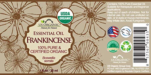US Organic Aceite Esencial de Incienso – 100% Puro – Certificado por USDA – Destilado al Vapor – Boswellia Serrata – Origen India (30 ml)