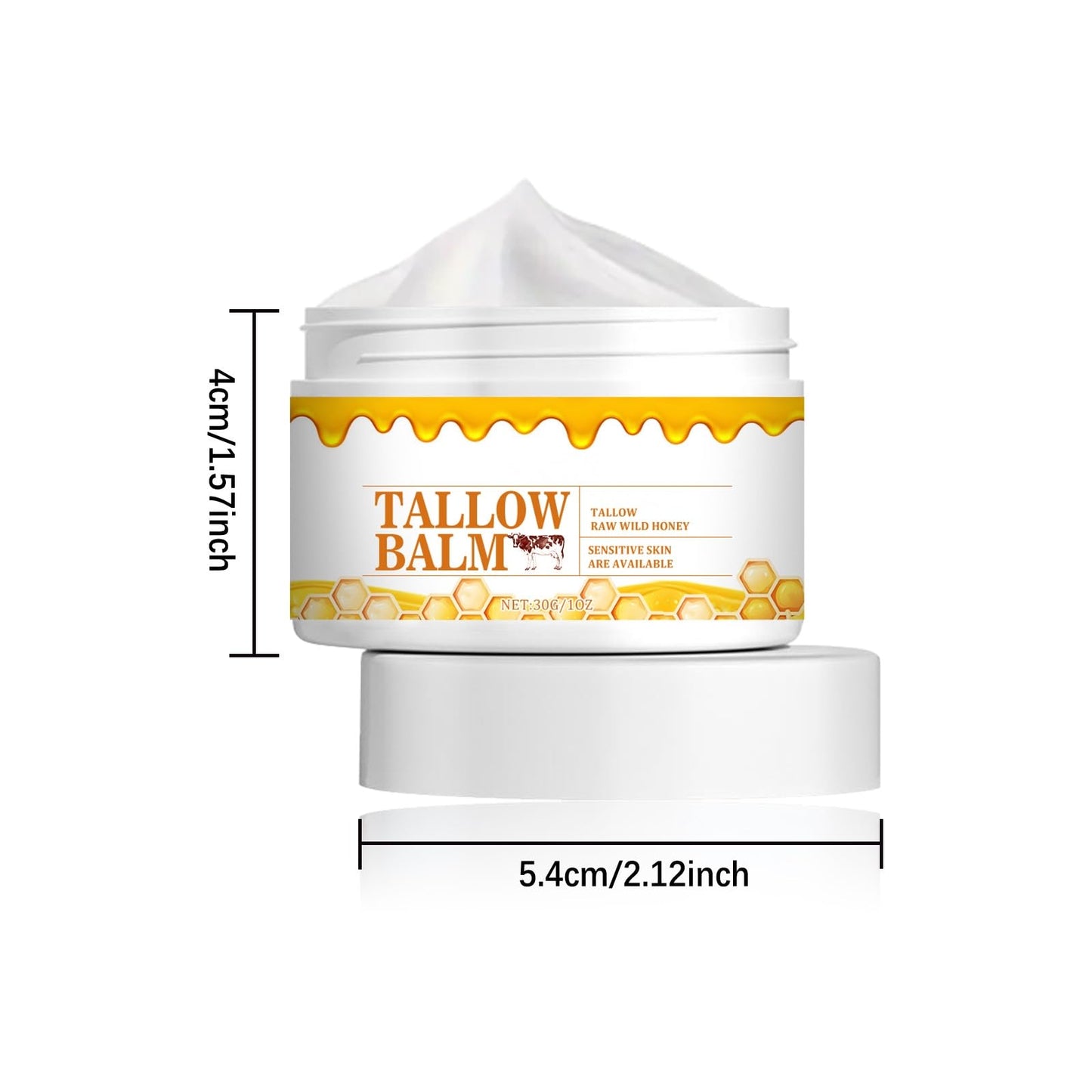 Crema Facial De Sebo De Res, BáLsamo De Sebo OrgáNico Y Miel, BáLsamo De Sebo Para El Cuidado Hidratante De La Piel Corporal (30G)