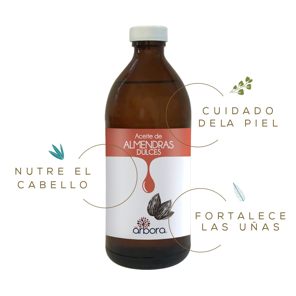 Aceite de Almendras ÁrBora Puro con Certificado de Composición de Omegas para Masaje y Mezclar con Aceites Esenciales