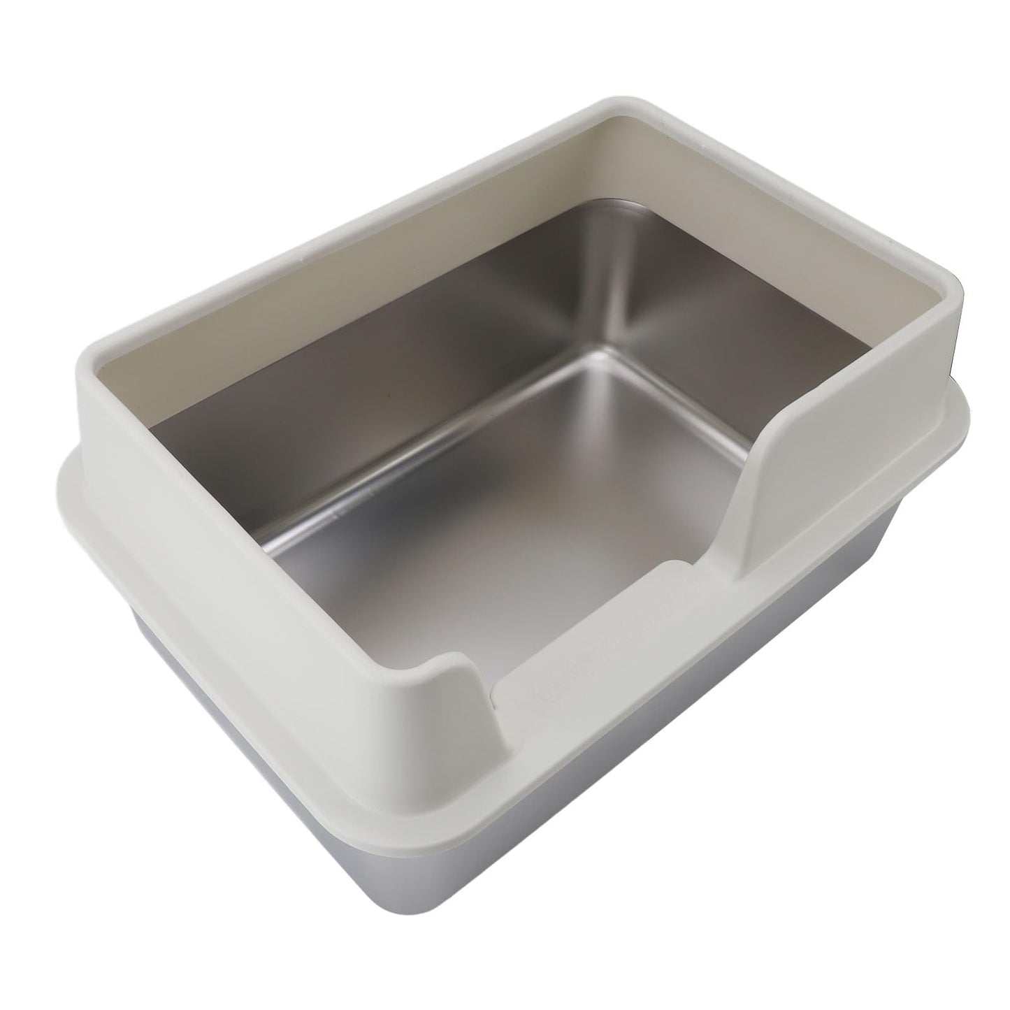 Bandeja de Grande de Acero Inoxidable, Caja de de Metal XL con Tapa a Prueba de Salpicaduras y Pala para Todos los Gatos, Fácil de Limpiar, No Pegajosa (Blanco Talla