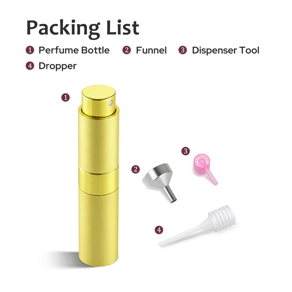 LISAPACK Botella atomizadora de perfume de 8 ml para viajes, dispensador de colonia recargable vacía, pulverizador portátil (amarillo)