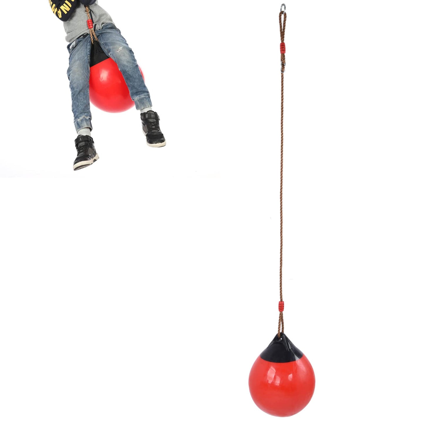 FOUF Columpio de Bola Inflable, Columpio para Niños Y Columpio de árbol, Plataforma de Columpio de Cuerda, Columpio, Accesorios para Patio de Recreo, 29 Cm/11,4 Pulgadas, Rojo Pequeño con Cadena