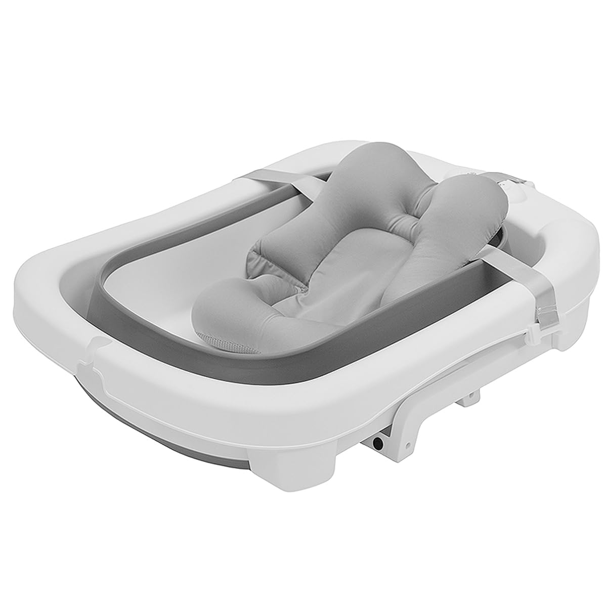 BAMBINETO Bañera para Bebé plegable con cojín antideslizante + banquito GRANDE