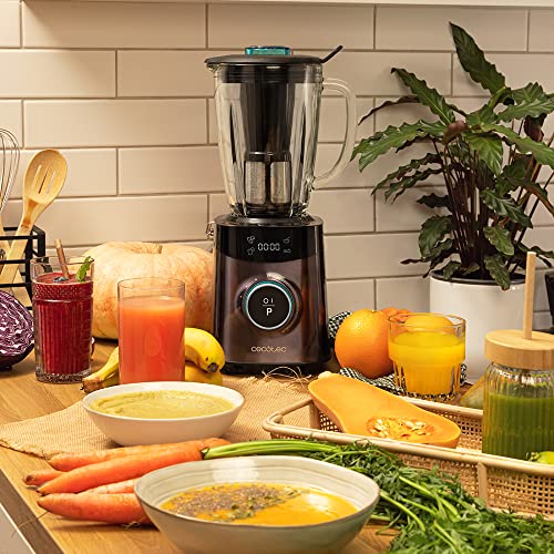 Cecotec Batidora de vaso Power Black Titanium 1800 Advance. 1800 W, Acero inoxidable, Cuchilla de 8 hojas con Recubrimiento de Titanio Negro y jarra de vidrio Fundido con 1,8 L
