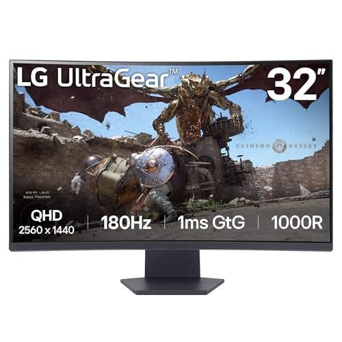 LG Monitor 32GS60QC-B Ultragear (2560 x 1440) 32" Refresh Rate 180 Hz, Tiempo de Respuesta de 1ms (GTG), Contrast Ratio de 3000:1