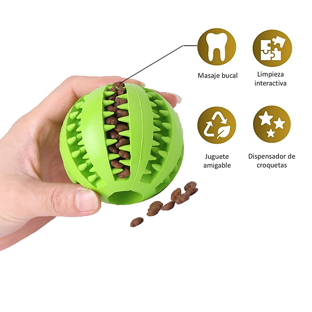 LISAPRO Pelotas Grandes de Goma para Mascotas, duraderas, funcionales para Limpieza y Cuidado Dental para Mascotas, Juguete para Perro, Pelota de Goma Resistente a mordeduras(1Verde +1 Amarillo)