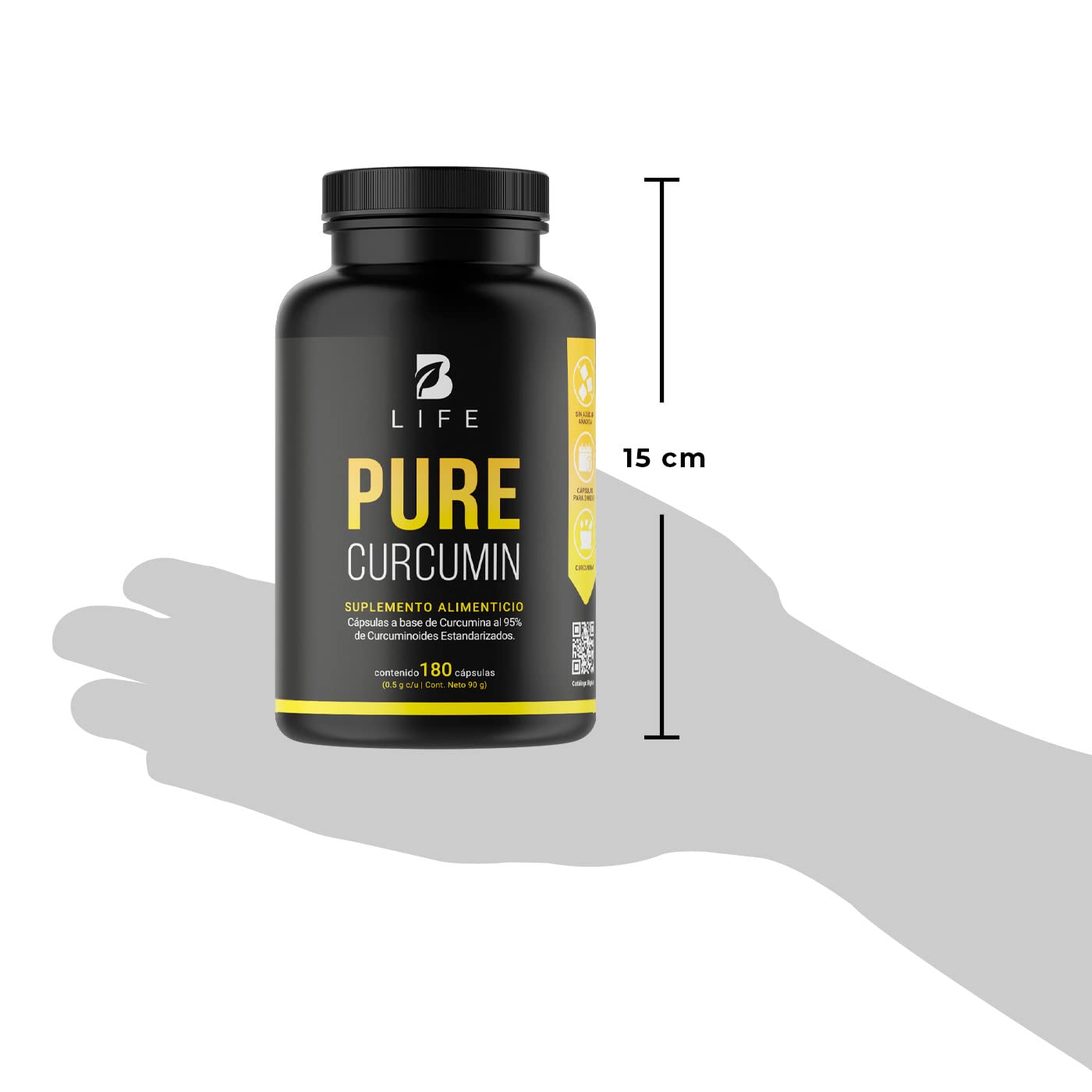 Curcumina Pura de 180 Cápsulas 1000 mg por porción. Ingredientes Naturales. Pure Curcumin B Life.