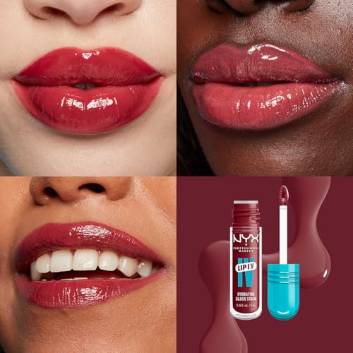 NYX Professional Makeup, LIP IV Gloss Serum Hidratante, Tono: Blush Rush. Tinta de Labios hidratante con alto pigmento infusionado con agua de coco y magnesio. Fórmula vegana.