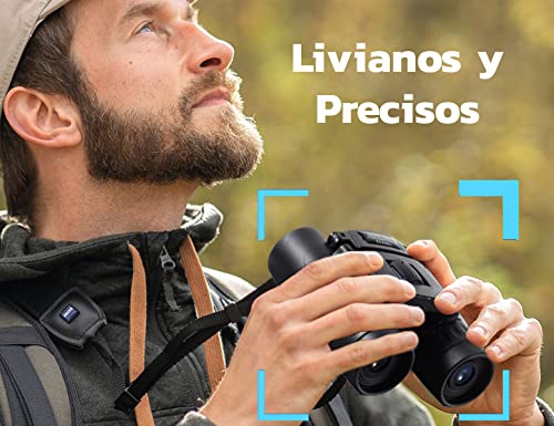 Bluelander Binoculares Portátiles Prismáticos 80x80 (8x) con Alcance de Visión de 2,000 Metros, Visión Nocturna, Impermeables, Estuche de Transporte, Enfoque Manual para Campamentos, Excursiones y Más