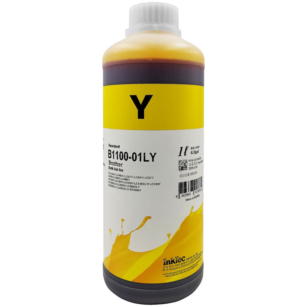 Kit 4 Litros Tinta InkTec B1100 Brother Negro Cyan Amarillo y Magenta Formulada Para Su Uso En Cartuchos Recargables Y En Sistemas De Alimentación Continua CISS PSA COMPUTO Y PAPELERIA