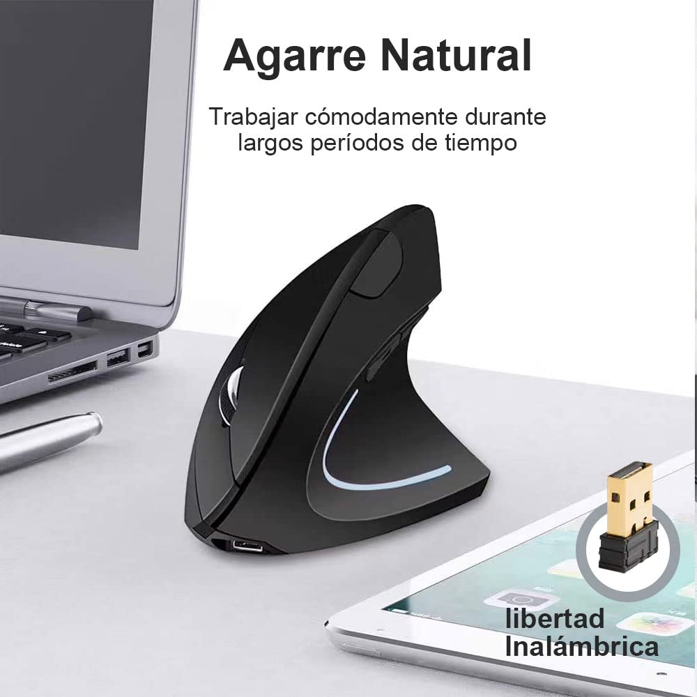 Mouse Ergonómico Recargable EASYTAO Negro con Protección para el Brazo