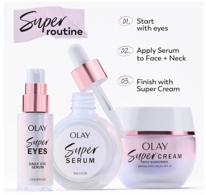 Olay Super Serum 1.0 oz with Niacinamide, Vitamin C, Collagen Peptide, AHA, and Vitamin E