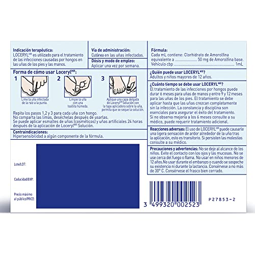 LOCERYL Laca Uñas Tratamiento Onicomicosis 2,5ml - Eficaz contra Hongos, Dermatofitos y Levaduras