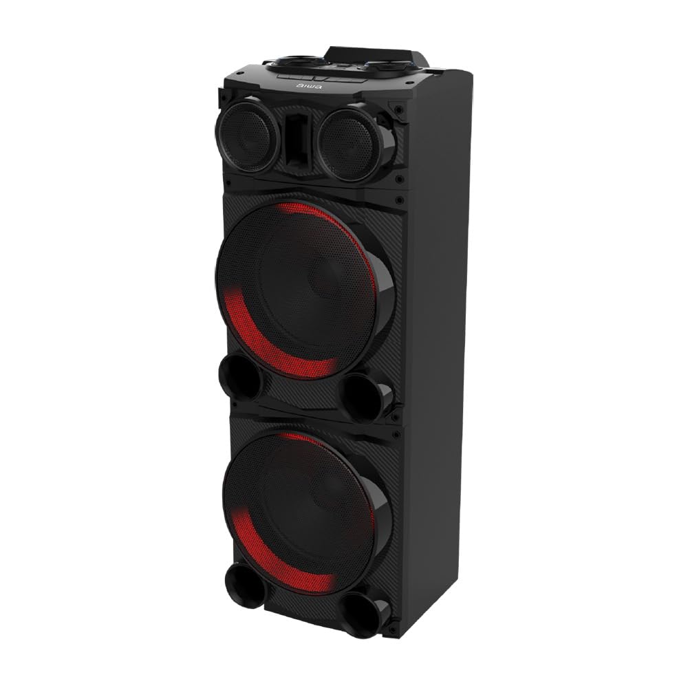 Bocina Bluetooth Aiwa DJ Top Negra con Luces LED y USB para Fiestas y Eventos