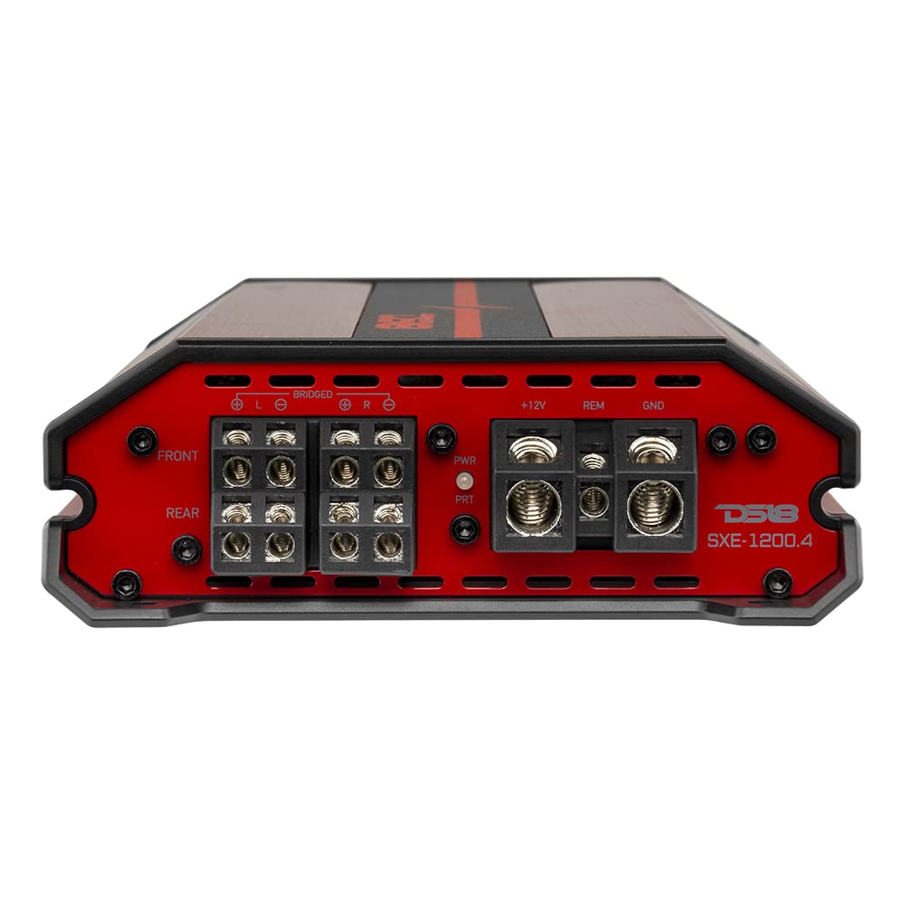 Amplificador Estéreo DS18 Rojo Clase A/B 4 Canales 1200 Vatios para Coche