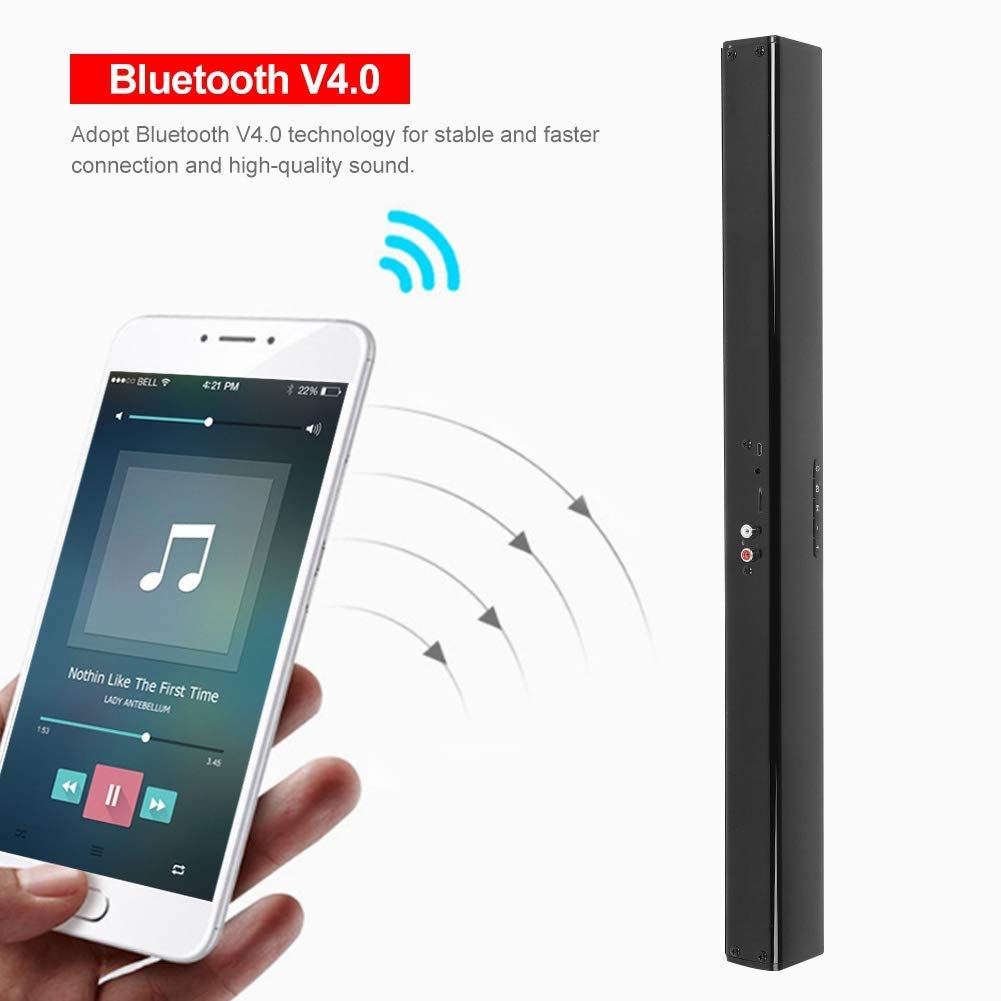 Ciglow Barra de Sonido de TV, Barra de Sonido Bluetooth Soporte de Altavoz inalámbrico Recargable Tarjeta TF Radio FM Altavoz inalámbrico de Sonido Envolvente para Cine en casa con Sonido Grave