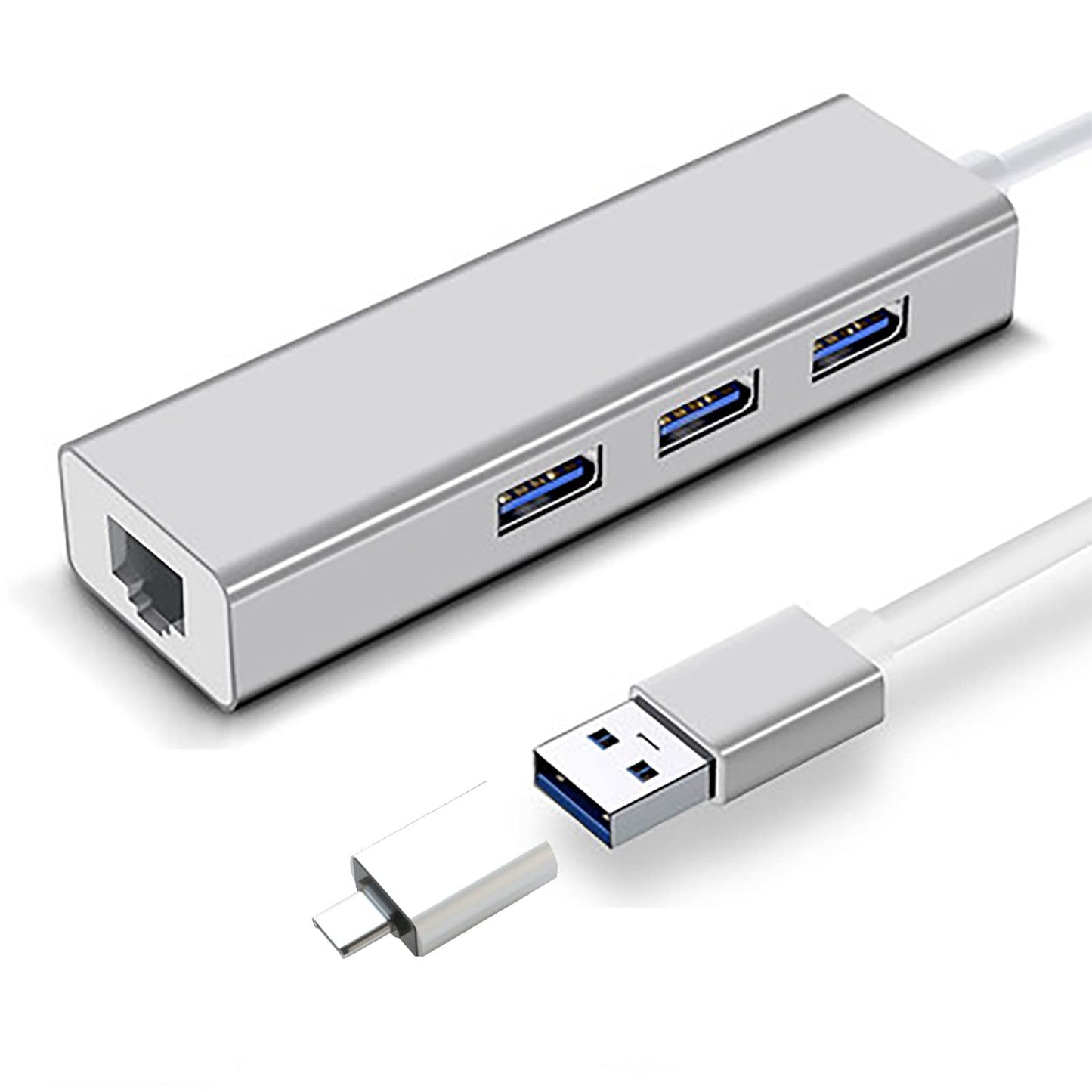 Adaptador USB Ethernet Qzgyoool con USB C y Hub 4 en 1 para PC y Mac