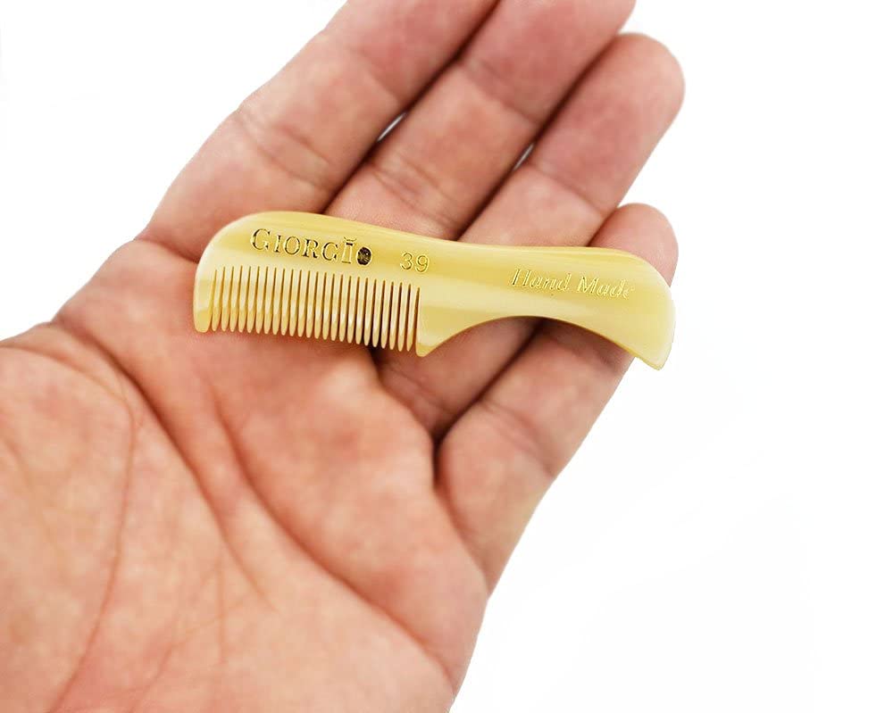 Giorgio G39 Extra Small 2.75 Inch Men's Fine Toothed Beard and Mustache Comb for Facial Hair Grooming and Styling. Wallet Pocket Comb Handmade of Quality Durable Cellulose, Saw-Cut and Hand Polished