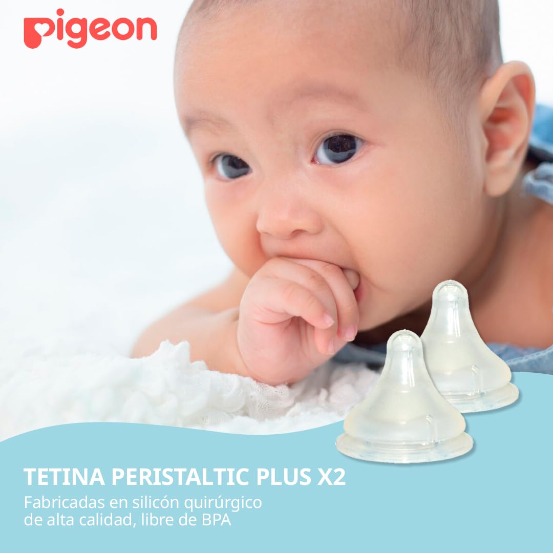 Tetina Peristáltico PLUS PIGEON Ancha Anticolicos Silicona SofTouch para Bebé Tamaño S