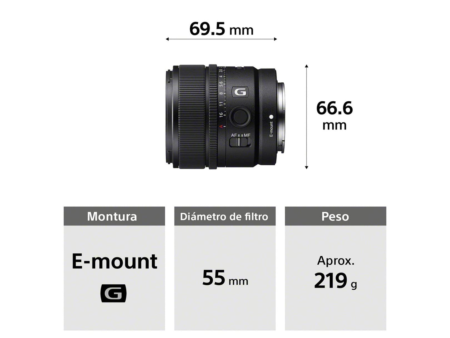 Lente Gran Angular Sony 15mm F1.4 G Montura E APS-C con Estabilizador