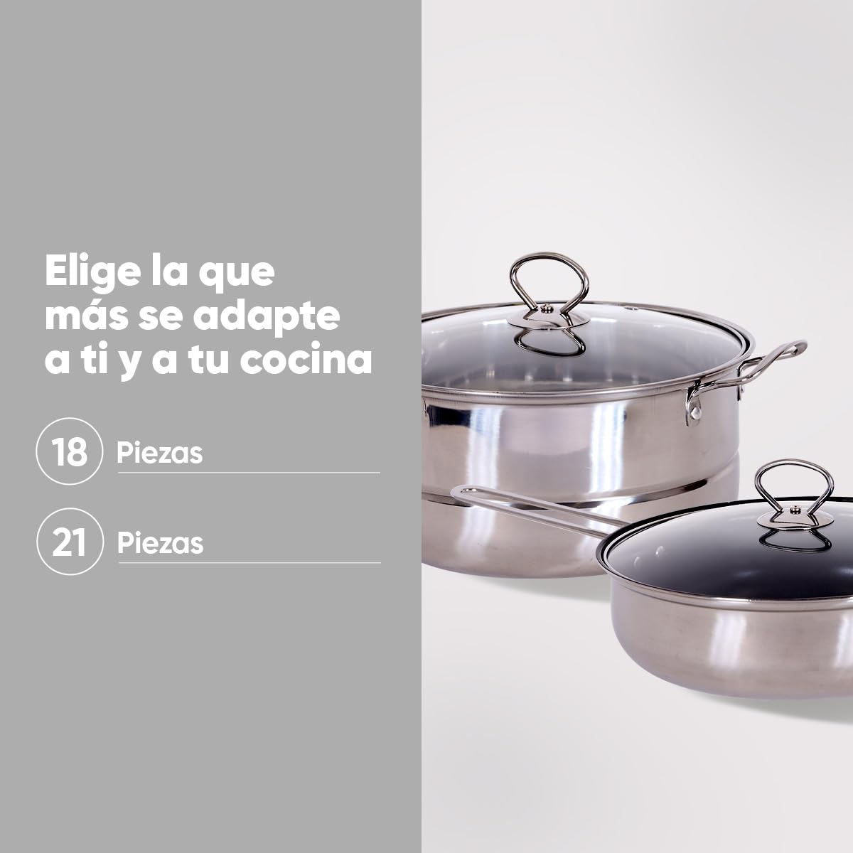 Bateria de Cocina Sofia Inox Acero Inoxidable 18 Piezas