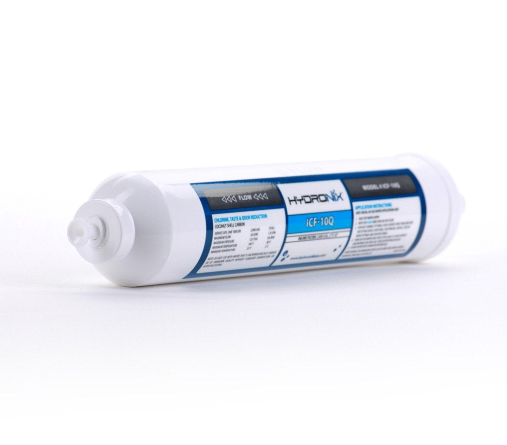 Hydronix ICF-10Q - Poste de ósmosis inversa en línea, filtro de agua GAC de coco para nevera y hielo, 2000 galones, conexión rápida de 1/4 pulgadas