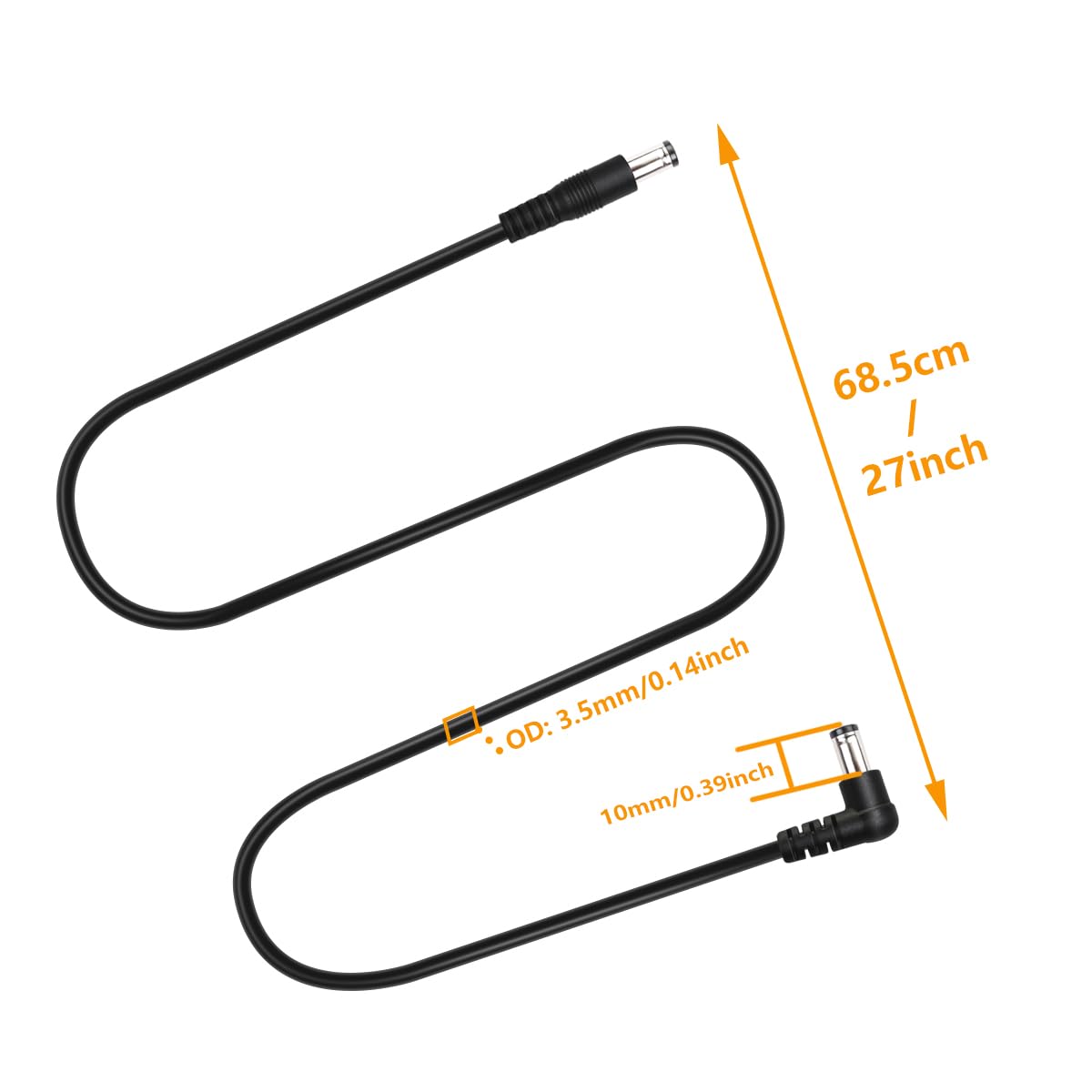 Cable de Alimentación DC 5,5 x 2,1 mm Yueyinpu Conector Jack 24 AWG para Guitarra