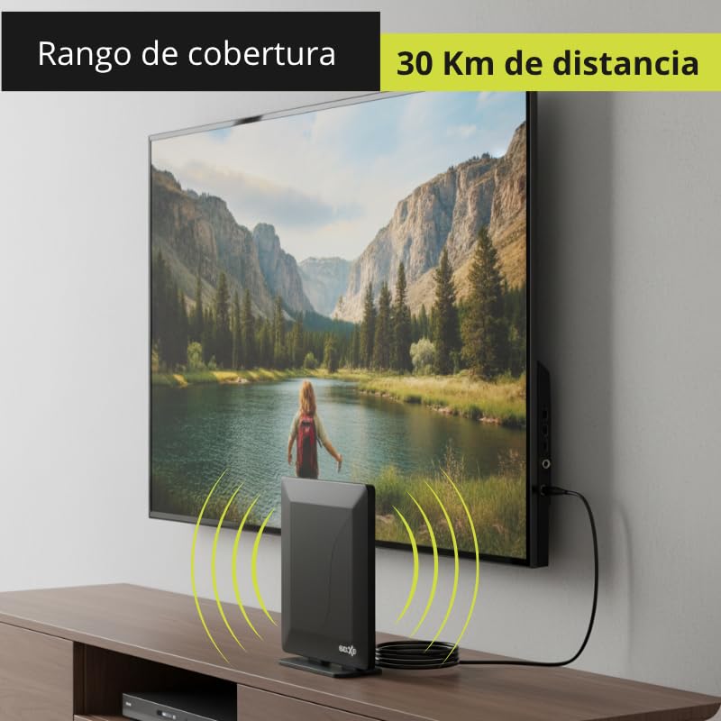 GECKO ELECTRONICS Antena Interior HDTV con Amplificador De Señal / 4k/ 1080p
