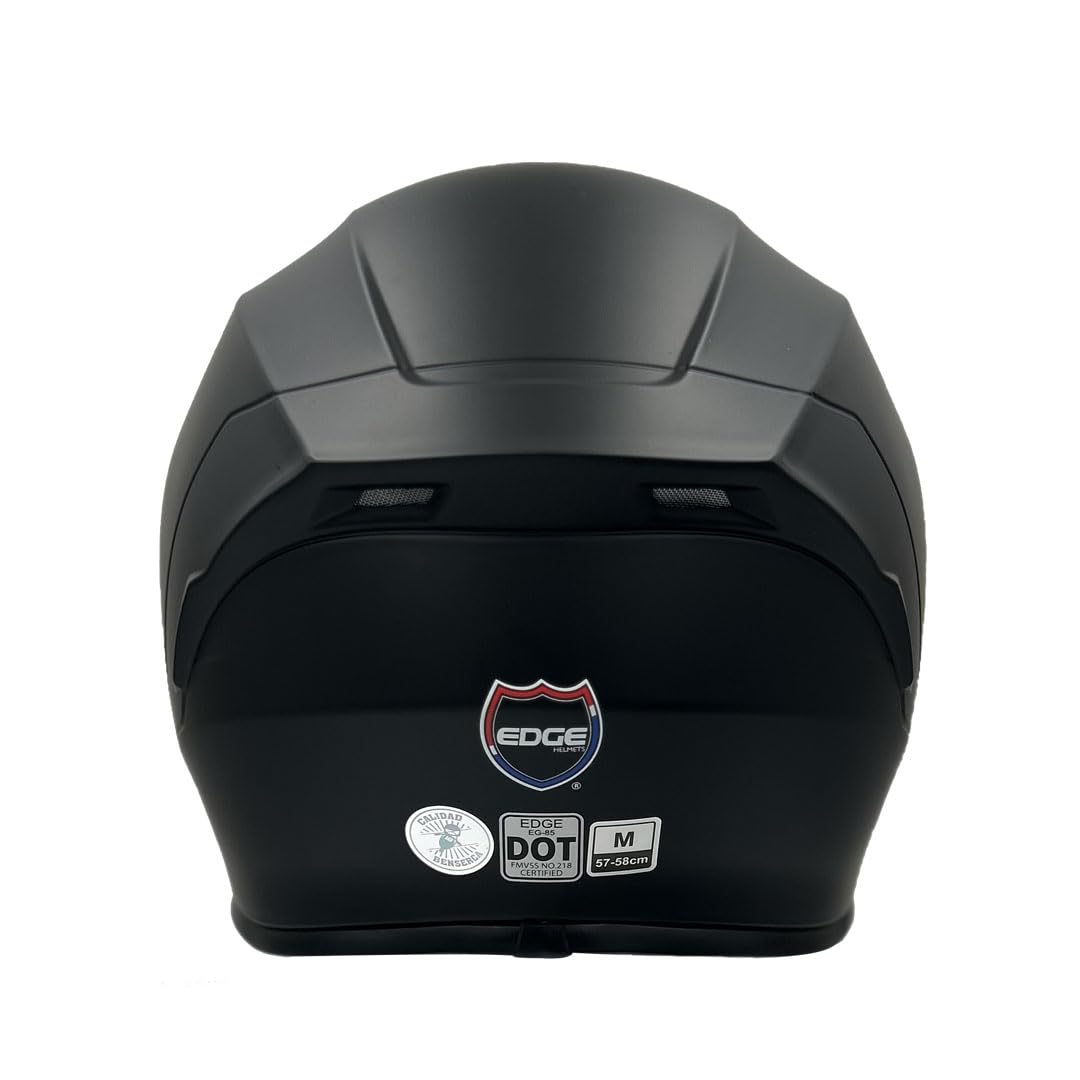 Casco Motocicleta Integral Marca - Edge - Frankie - Full Face - Certificado Dot - Moto Cascos de para Guantes Funda (Frankie Negro, XL)