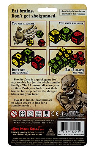Juego de Dados Steve Jackson Games Zombie Dice