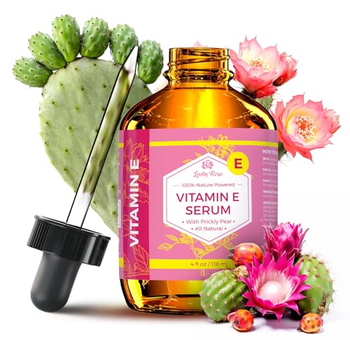 Vitamin E Jojoba Oil by Leven Rose 100% Pure Organic All Natural Face, Dry Skin & Body Moisturizer Treatment, Hair & Nail Growth Oil, Pure Makeup Remover, Acne Cleansing Oil Large 4 oz