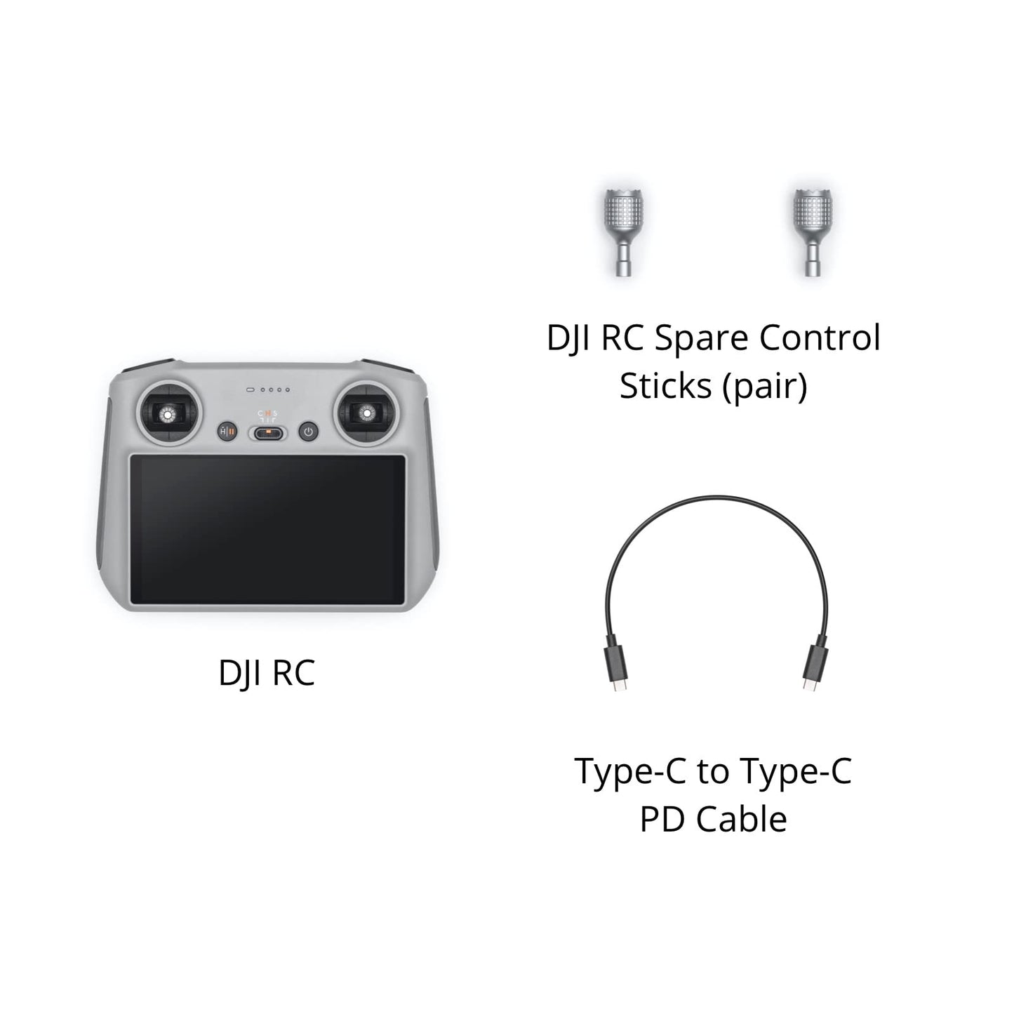 DJI RC, Mando a Distancia con Cuerpo Ligero, visualización FHD, batería de 4 Horas, Barras de Control de precisión, transmisión O3+