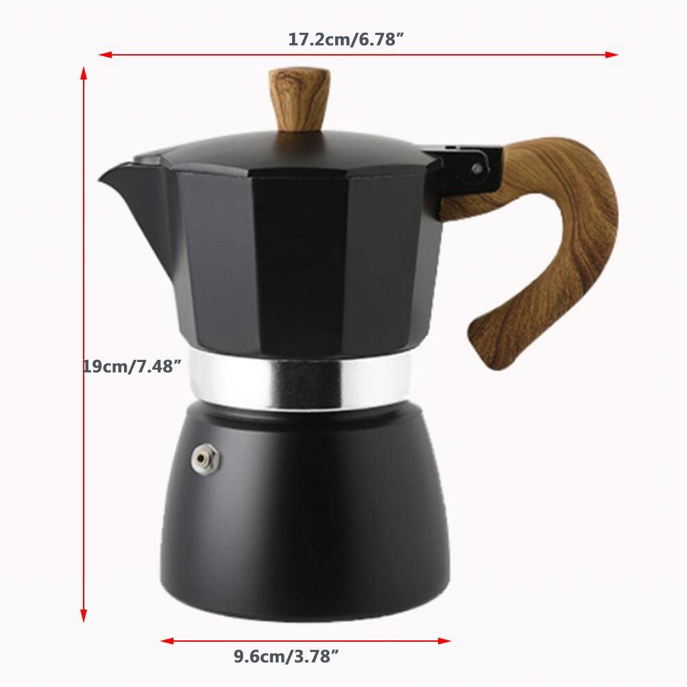 300ml Cafetera Italiana Moka Espresso, Cafetera Espresso de Aluminio para Café Moka Pot Portatil para Estufa Oficina Restaurante y Camping