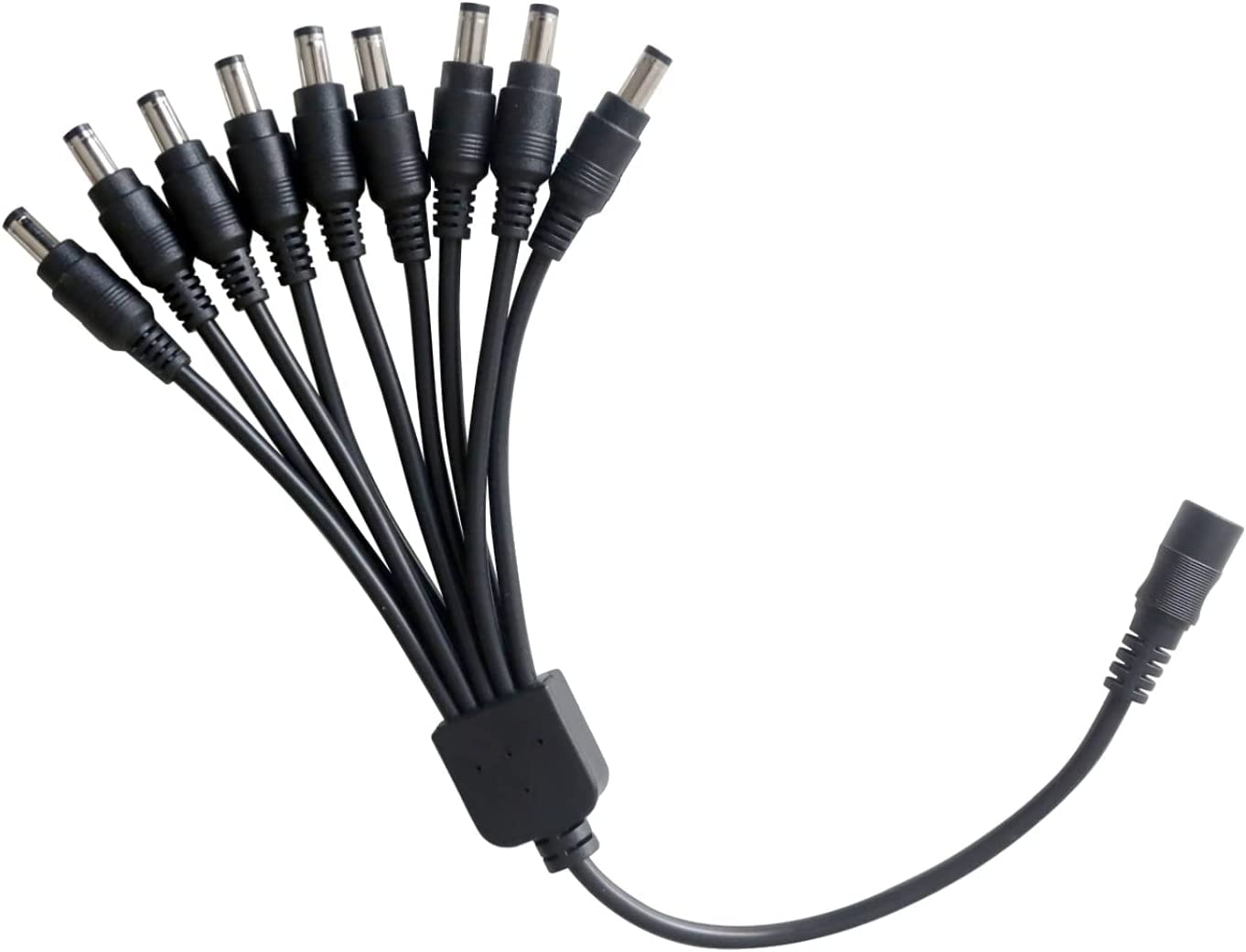 TIGERSECU Adaptador de Corriente para cámara de Seguridad con Divisor de Corriente de 9 vías, Fuente de alimentación de 12 V 5 A 100 V-240 V 2,1 x 5,5 mm