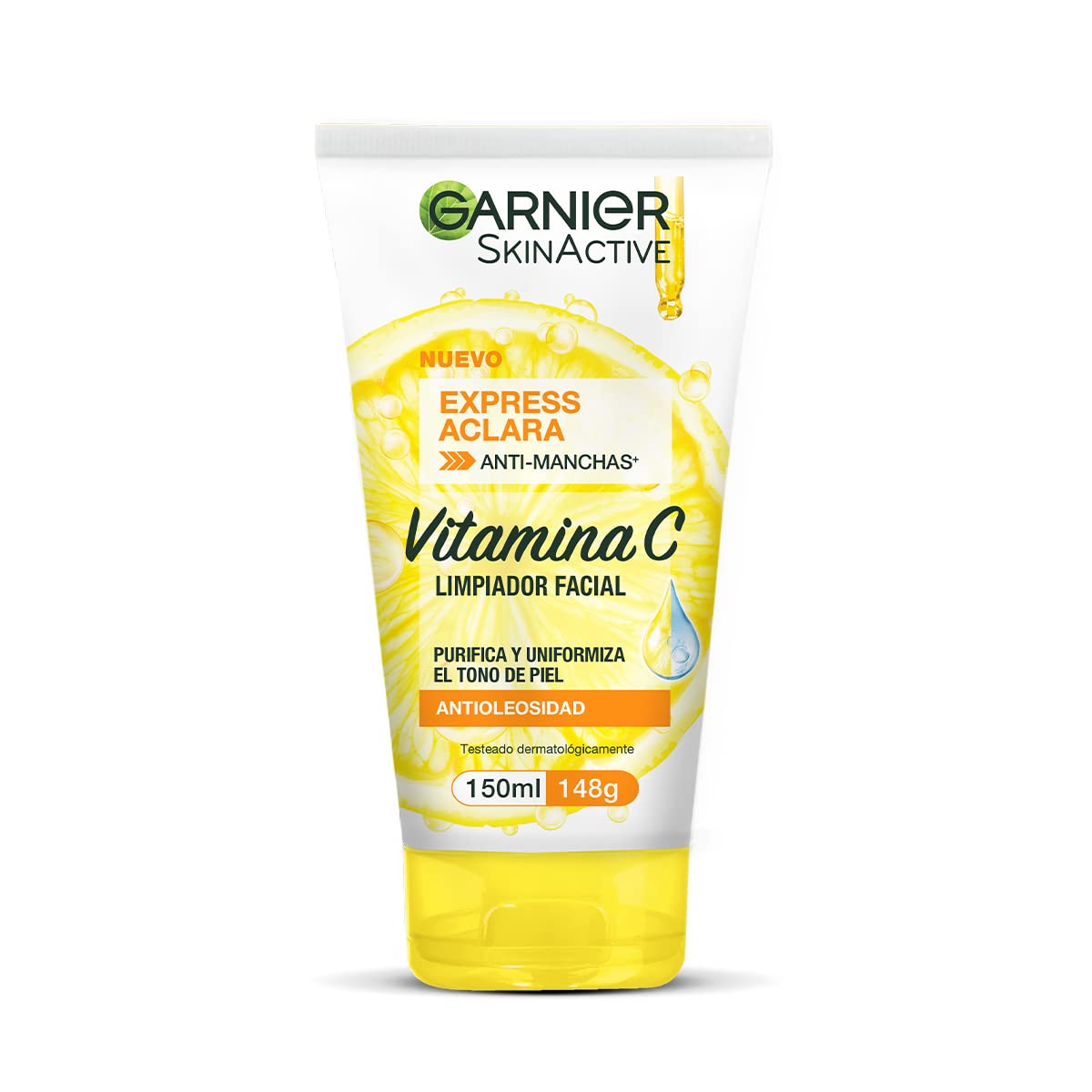 Garnier Express Aclara Exfoliante Anti Acne 150 ml + Garnier Gel Limpiador Facial Tono Uniforme con Vitamina C Express Aclara 150ml, 170 grams, 150 mililitro, 1