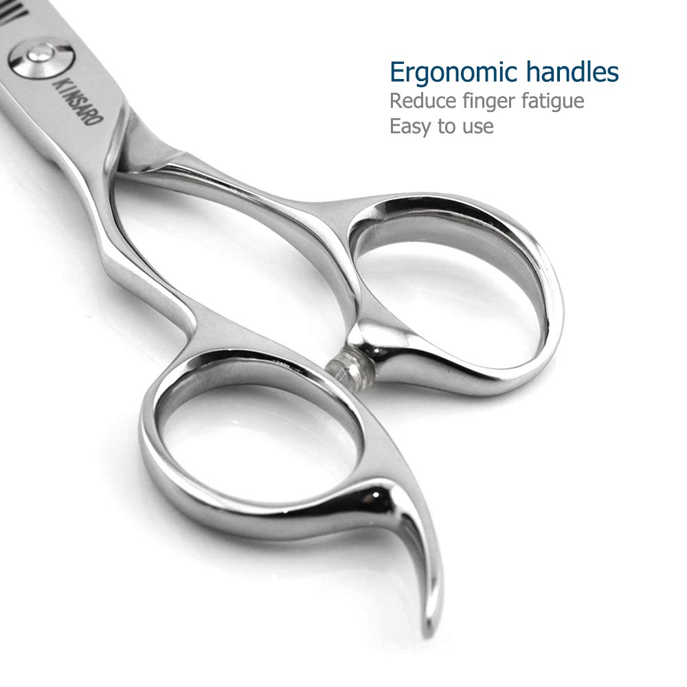 Tijeras para el cabello de mano izquierda Tijeras de adelgazamiento 5.5 Pulgadas Tijeras de barbero de mano izquierda Tijeras de adelgazamiento para el cabello Tijeras de barbero Kinsaro