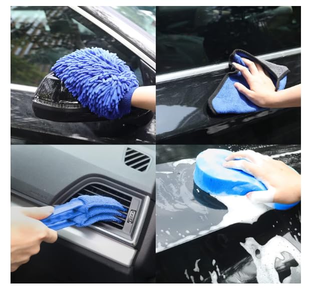 Juego de 24 cepillos para detalles de coche,Kit de Lavado de Coche,cepillos detallado automotriz,Suministros para Detalles de Coche,kit limpieza auto, Kit de Lavado para Interior, Exterior y Ruedas