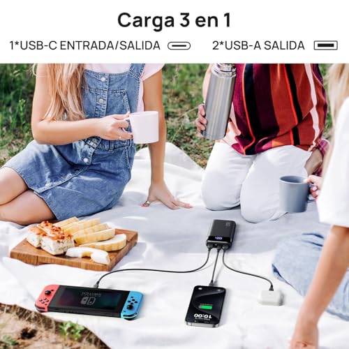 INIU Power Bank 20000mah, Bateria Portatil PD 22.5W Cargador Tipo C Carga Rapida, Cargador Portatil para iPhone 16 Pro Max 15 14 13 Mini, Samsung Galaxy, Xiaomi 15 Pro 14 Ultra, pixel, iPad, LG Tablet