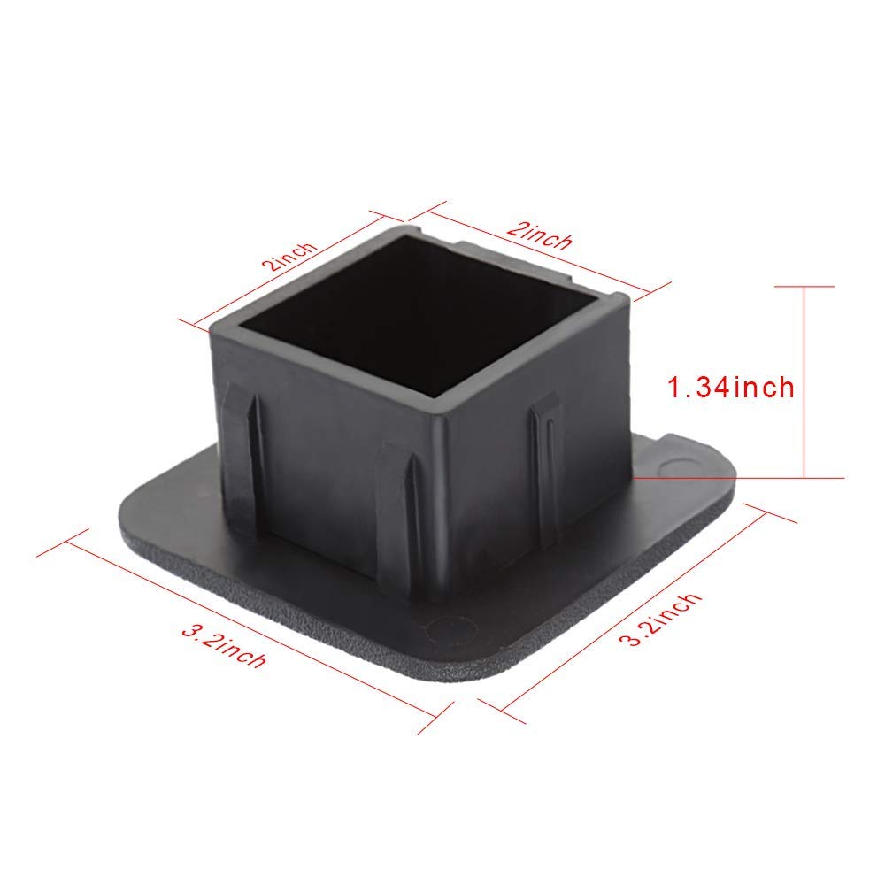 2" Trailer Hitch Cover tube Plug Insert Fits 2" Receivers (Plain Black)