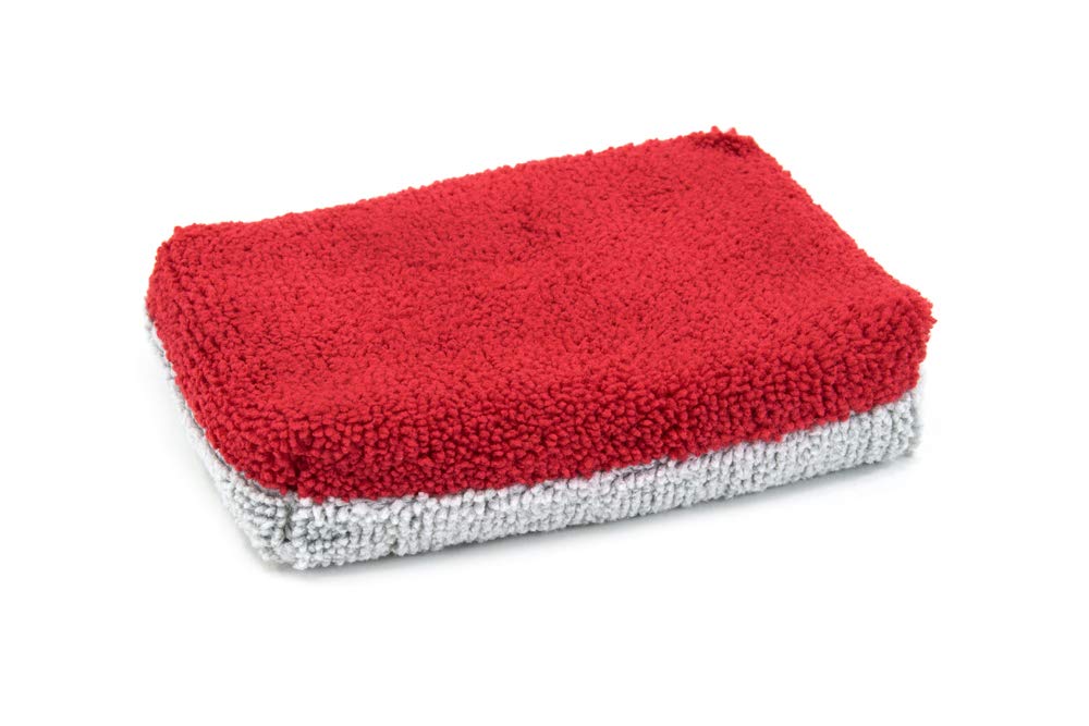 Esponja aplicadora de revestimiento de cerámica de rizo de Autofibra, paquete de 12 unidades, con barrera de plástico para reducir los residuos del producto., Rojo/gris, Delgado