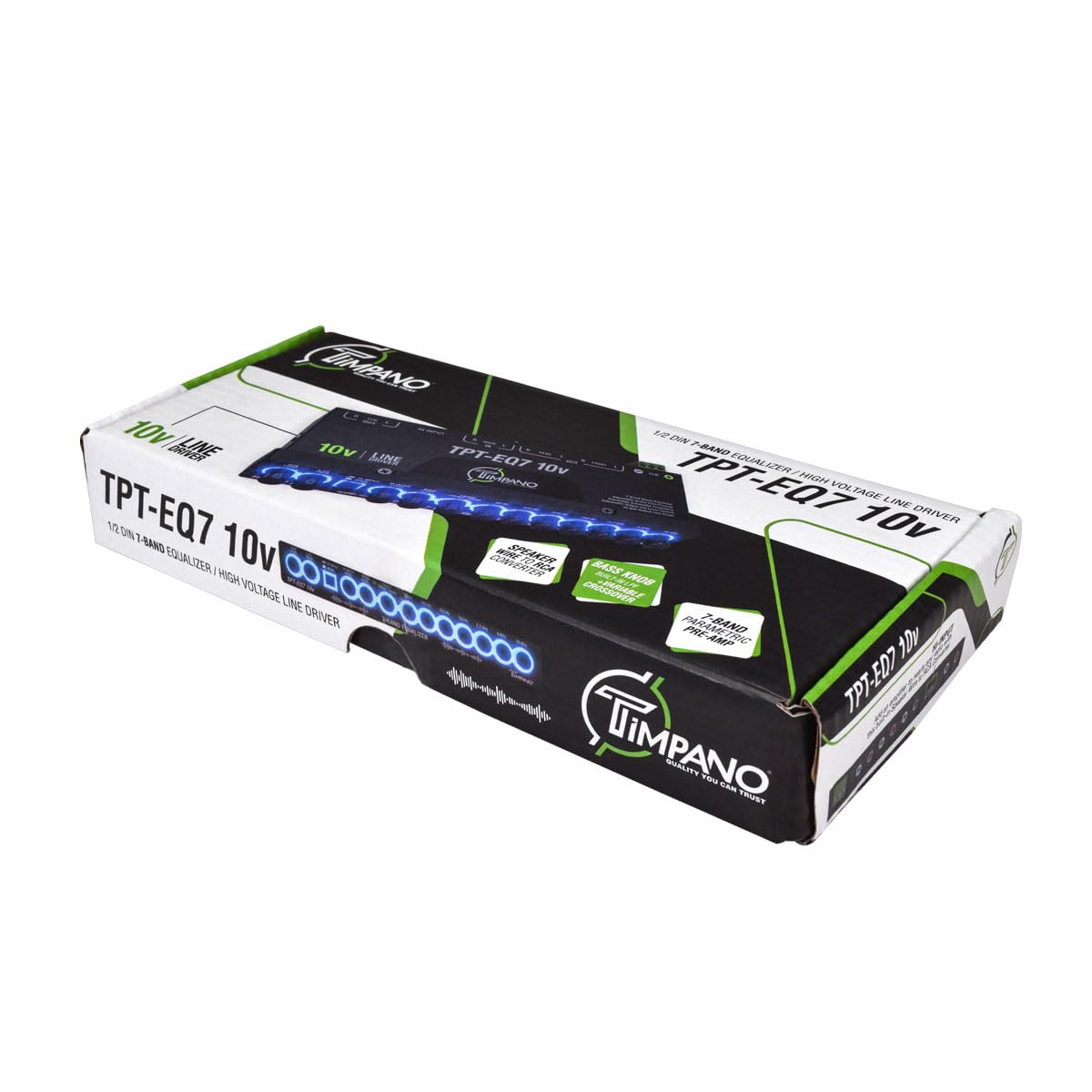 Timpano - Ecualizador de 7 bandas TPT-EQ7 driver de línea de alto voltaje de 10 V Salida RCA de 6 canales y control de subwoofer y cruce 1/2 Din Gráfico de audio para coche Eq con entrada de alto