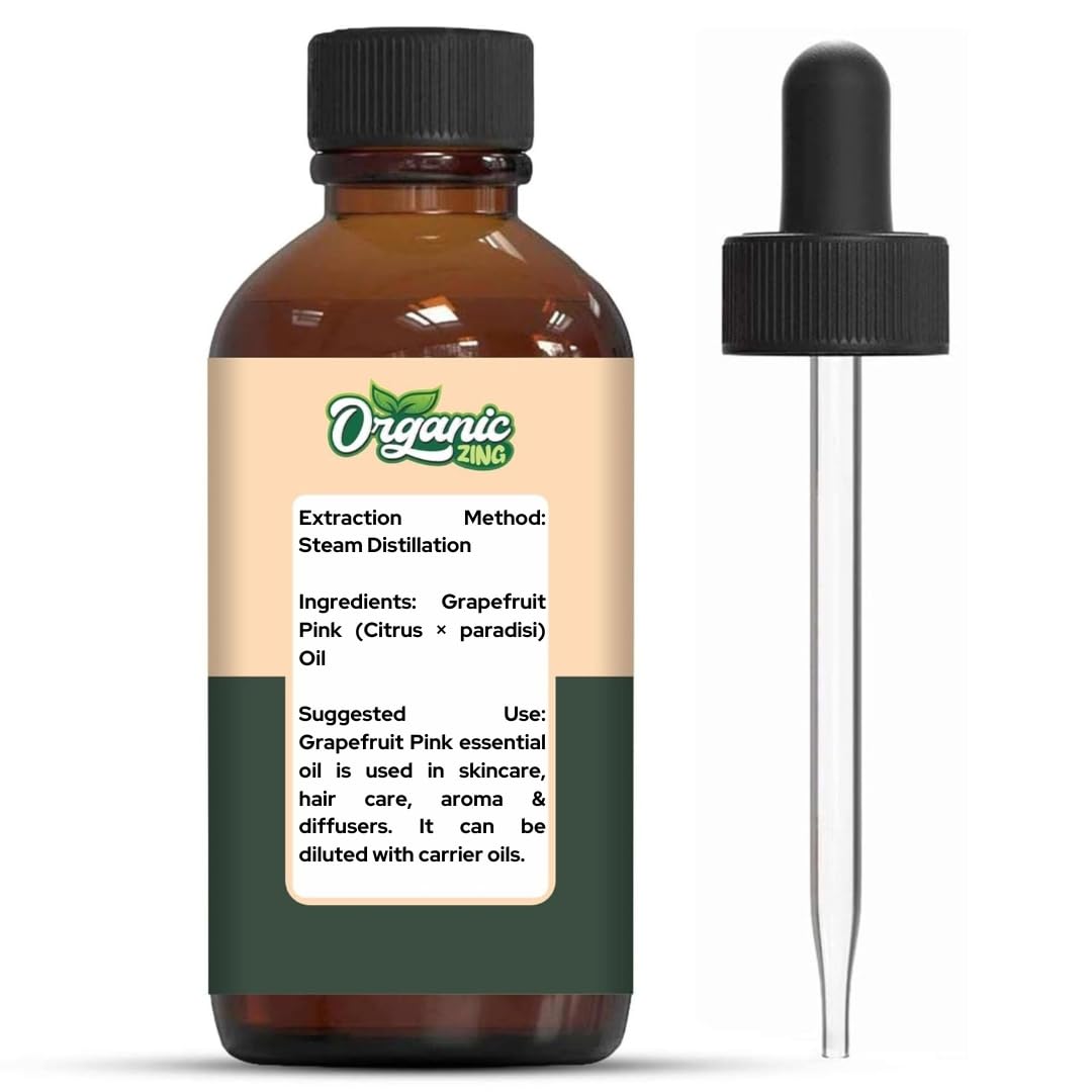 Organic Zing Grapefruit Pink (Citrus × paradisi) Oil | Pure & Natural Essential Oil for Skincare, Hair Care, Aroma and Diffusers- 30ml/1.01fl oz