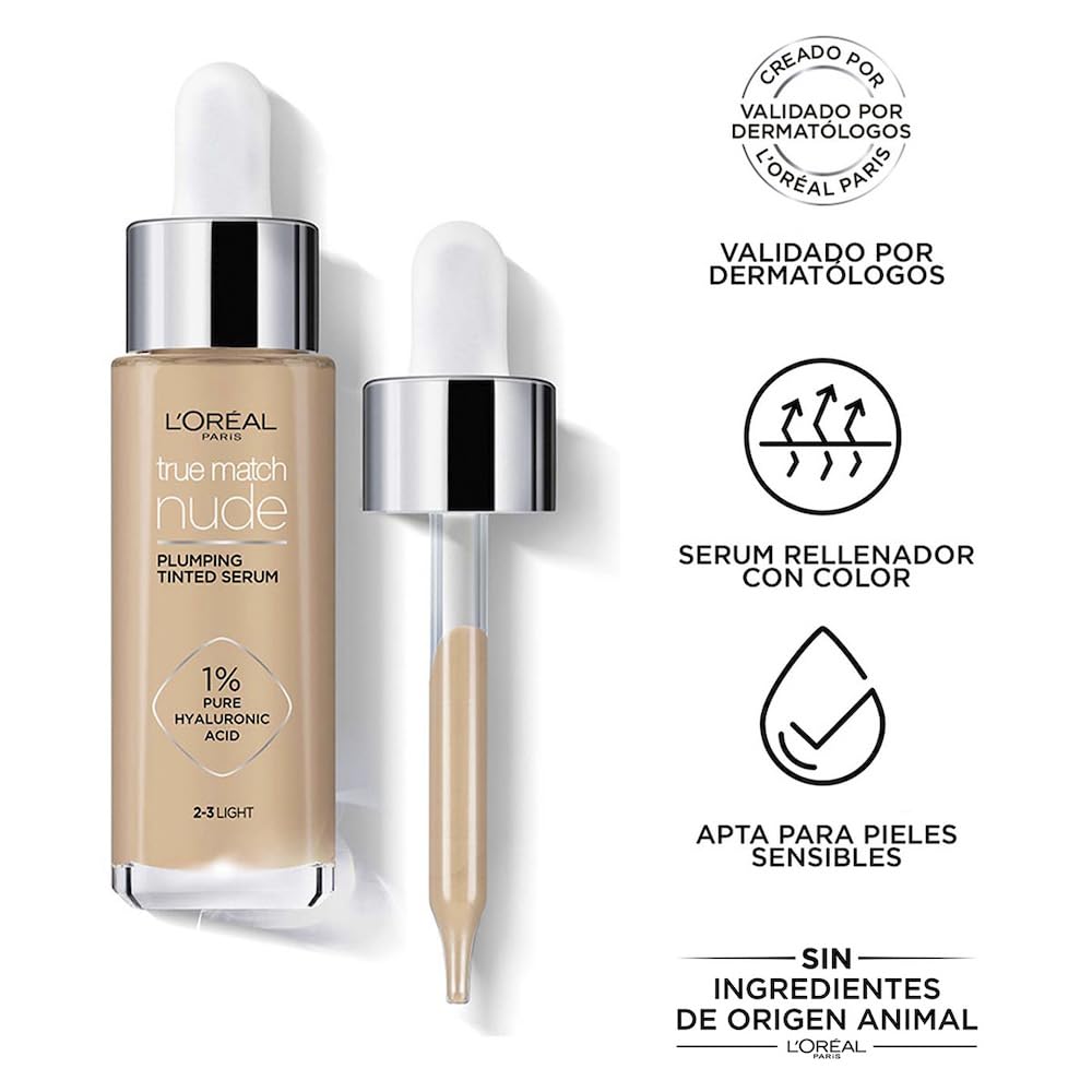L'Oréal Paris Cosmetics True Match Serum Rellenador con Color Y Ácido Hialurónico, Tono 1-2 Rosy Light