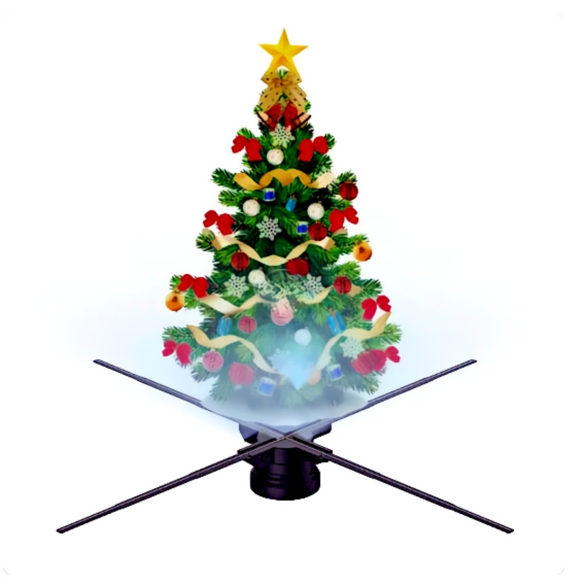 GIWOX Holo65 - Proyector holográfico, ventilador con holograma 3D, 25.6 pulgadas, tamaño grande 960P de pixel alto, 960 cuentas LED, compatible con audio, proyector holográfico de video de publicidad a simple vista, perfecto para exhibición de ferias come