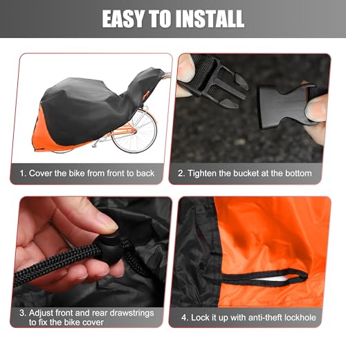 Funda Impermeable para Bicicleta uxcell Naranja para Bicicleta Eléctrica de Montaña y Carretera